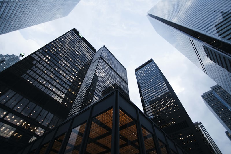 Glass-facade commercial office towers